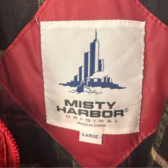 Vintage chore barn jacket raincoat jacket coat size large hoodie red plaid - Picture 5 of 9